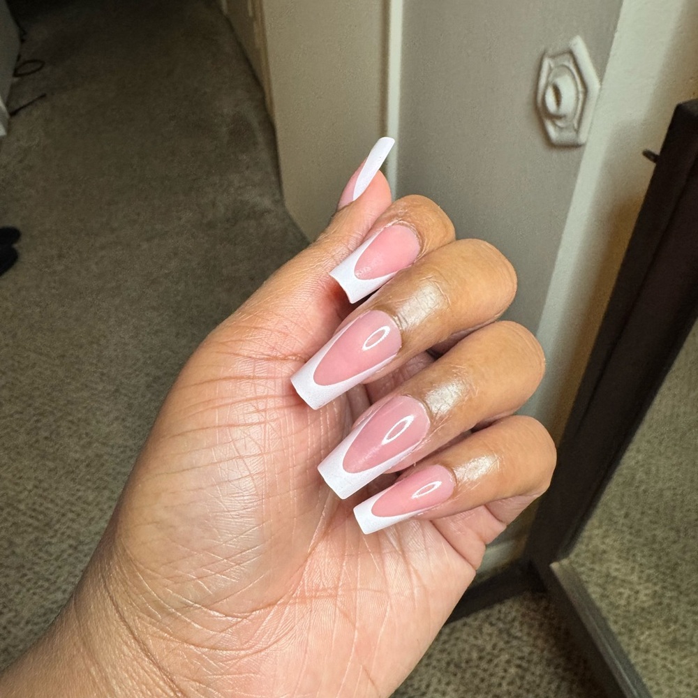 Pink and White French Tip Nail & Toe Set